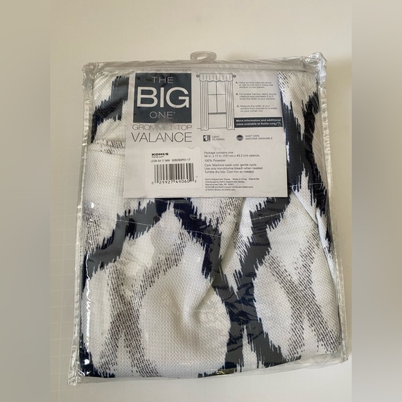 New The Big One Geometric Decorative Window Valance Navy & Gray 17” x 54” - Picture 4 of 8